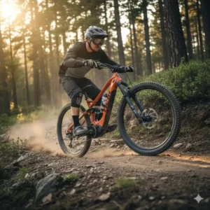  A rugged mountain bike equipped with a durable mid-drive system, perfect for challenging off-road terrain.