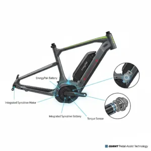  A diagram showing the powerful Syncdrive motor on a Giant electric bike, highlighting its placement.