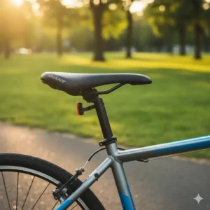 Comfortable and supportive seat (saddle) on the giant hybrid bike, offering comfort for daily commutes and fitness riding.