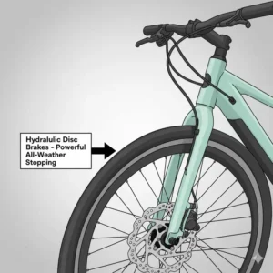 Powerful and safe hydraulic disc brakes, a key safety feature for best e bikes for seniors with balance issues.