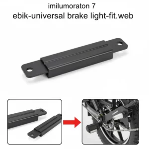 Image demonstrating the universal fit and mounting options for an aftermarket brake light for electric bike on various e-bike models.