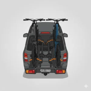 Overhead view showing the spacing and capacity of a high-weight capacity e bike hitch carrier designed for two large electric bikes. Xuất sang Trang tính