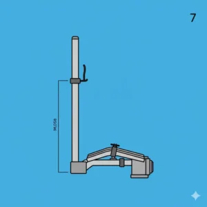 A graphic showing the upright mast of the swing out bike carrier tilting down to allow even quicker rear vehicle access if preferred.