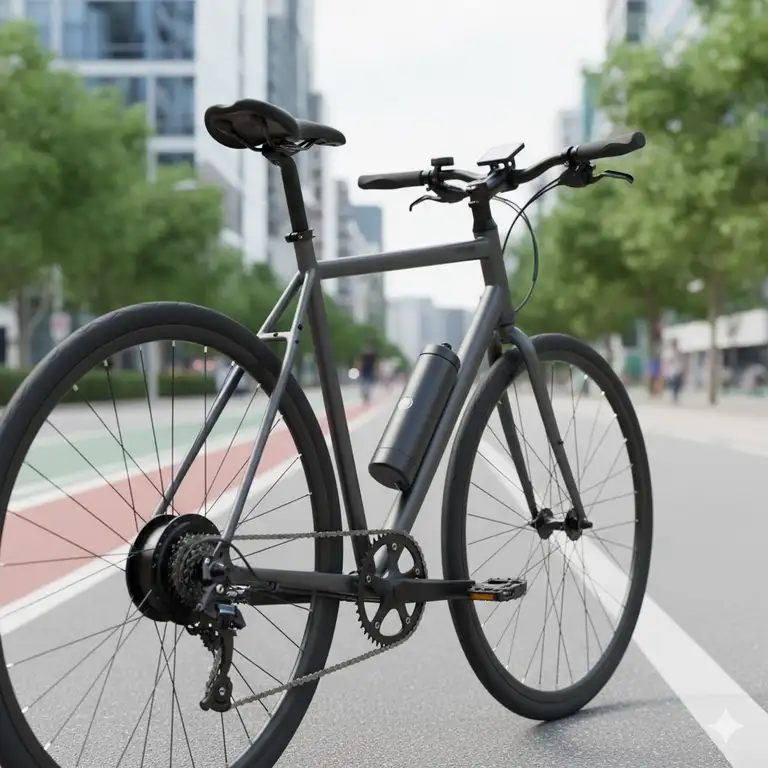 A discreet commuter bicycle converted with a kit, showing the best e bike conversion kits 2025 installed.