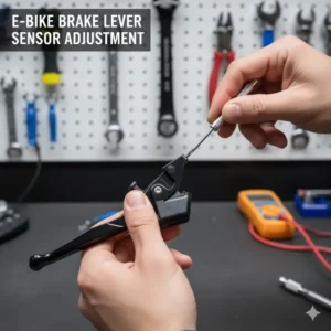 Checking the brake lever sensor adjustment, a common part of the e bike throttle not working fix