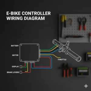 Diagram showing the controller wiring, useful for the e bike throttle not working fix