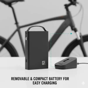 A compact and easily removable battery, a key component for lightweight electric bikes for women.