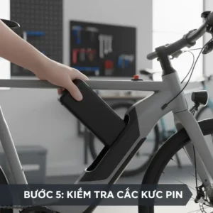 Hand placing the new lithium-ion battery into the frame and connecting it to the mounting bracket as you replace e bike battery.