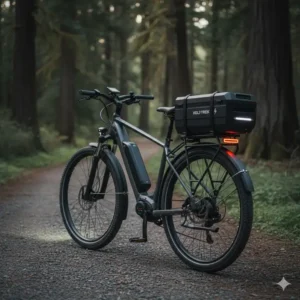 Large, external mount for best e bike batteries for long range on the rear rack for maximum capacity.