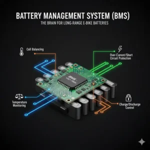 Diagram of the Battery Management System (BMS), crucial for safety and lifespan of best e bike batteries for long range.