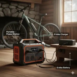Using a powerful portable power station as a method for how to charge e bike battery without charger when standard outlets are unavailable.