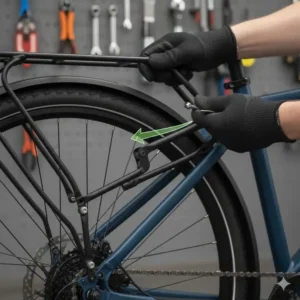 Adjusting the support arms of the rear rack to fit the frame, a key step in how to install it on electric bike.