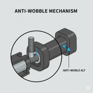 Details of the anti-wobble mechanism on a trailer hitch bike rack with ramp.