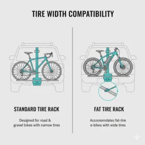 Testing fat tire e-bike fitment as part of our hitch bike rack with ramp comparison.