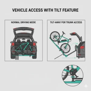 Showing rear vehicle access features in this hitch bike rack with ramp comparison.
