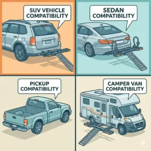 A secure hitch bike rack with ramp anti theft installed on the back of a silver SUV.