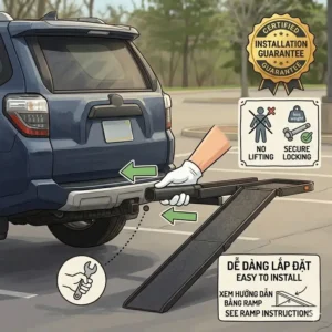 Diagram of a 2-inch receiver installation for a hitch bike rack with ramp warranty.