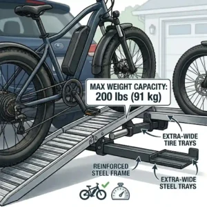 Infographic showing the maximum weight capacity for this hitch bike rack with ramp amazon.