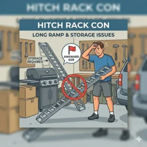 A diagram illustrating the assembly time and complexity involved in hitch bike rack with ramp pros and cons.