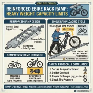Graph demonstrating the weight capacity limits of a reinforced ebike rack ramp.